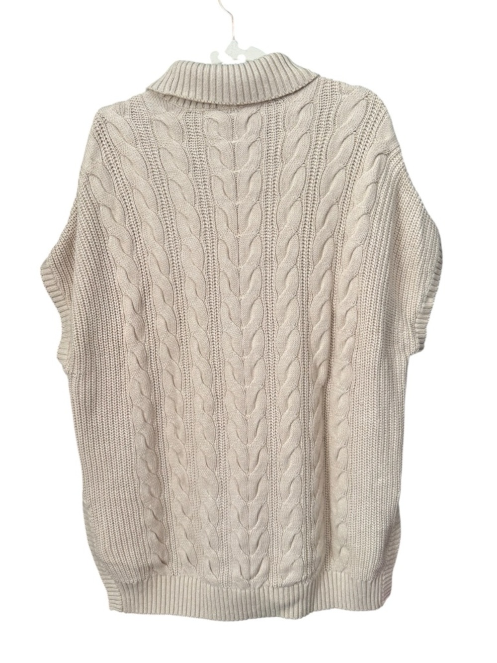 Pact Women’s Cable Knit Poncho Sweater Fisherman Vest Color Sandshell Size M/L - Picture 7 of 9